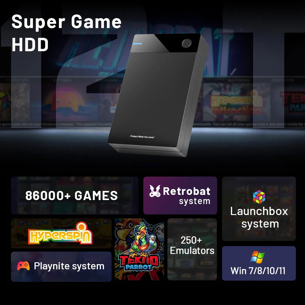 12TB Gaming HDD with 86,000+ Retro Games for PS3/PS2/PS/Wii/WiiU – Hyperspin, Launchbox, Retrobat, Playnite