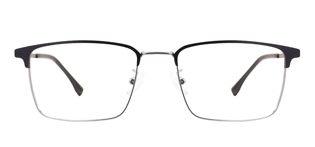 Comfortable Rectangular Men’s Business Glasses – Full Rim Browline Metal Frame for Optical Prescription Lenses