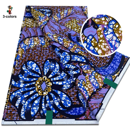 Premium Gold Print Pagne Fabric - 100% Cotton African Real Wax Ankara Grand SUP Nigerian Fabric