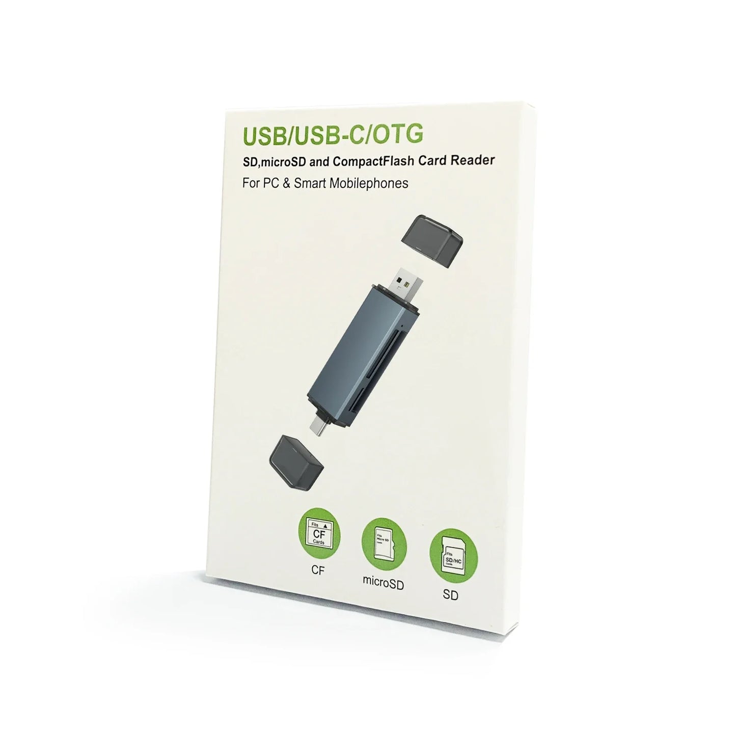 3-in-1 CF Card Reader: SD Memory Card, MicroSD, Dual-Purpose OTG - Compatible with SLR Cameras, TypeC, and Car USB