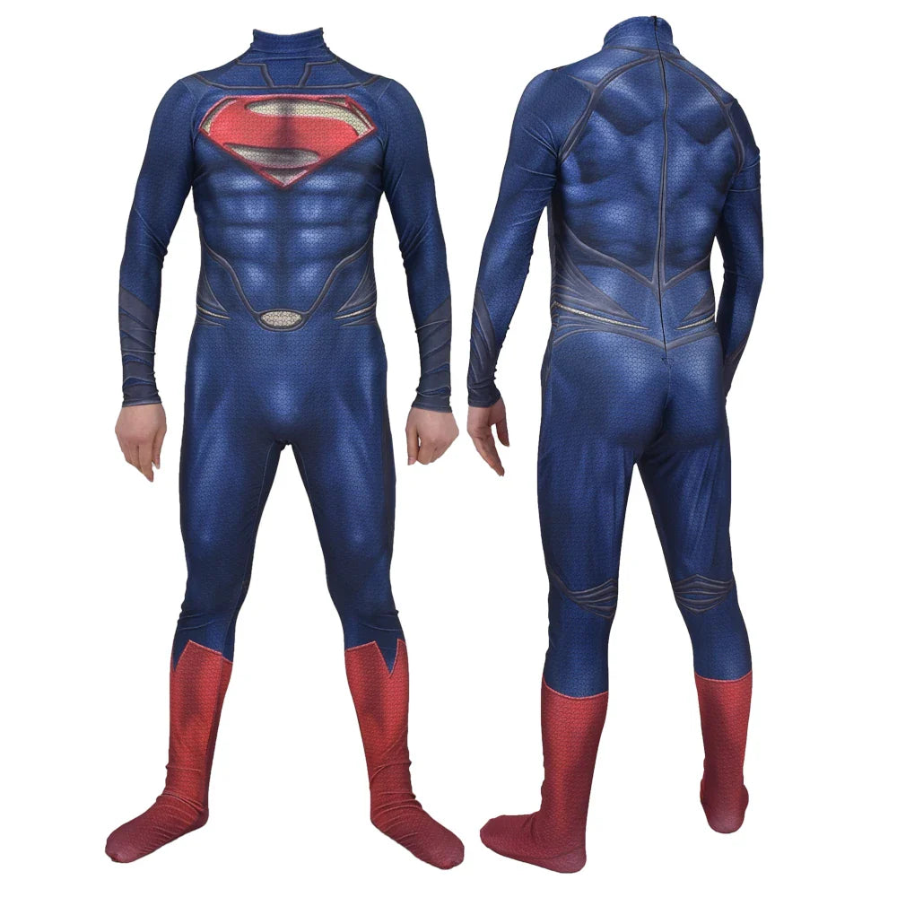 Adults Superman Man of Steel Cosplay Zentai Suit – Superhero Halloween Bodysuit Party Jumpsuit