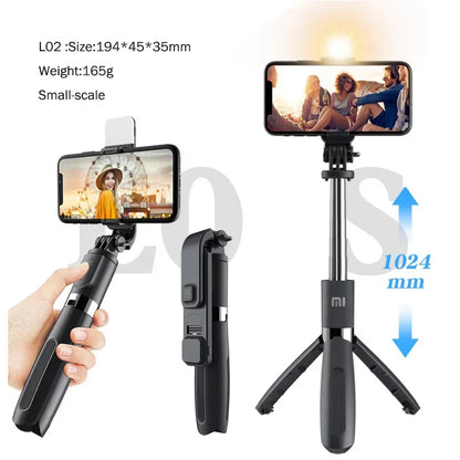 Xiaomi Tripod Selfie Stick – Bluetooth Mobile Tripod Stand with Remote Control, Ring Light & Telescopic Rod