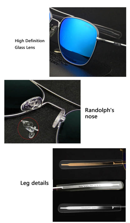 RE Military Aviation Sunglasses — Vintage Titanium Frame Pilot Glasses for Men & Women