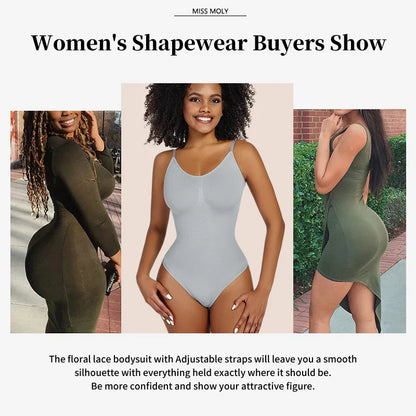 Women’s Full Body Shapewear Bodysuit – Smoothing Thong Body Shaper Sculpting Slimming Underwear