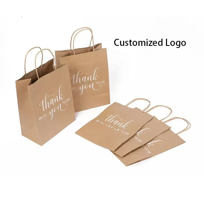 10/20pcs Brown Kraft Paper Bags with Handles – Small Gift Bags for Business, Shopping, Christmas & Party Favors