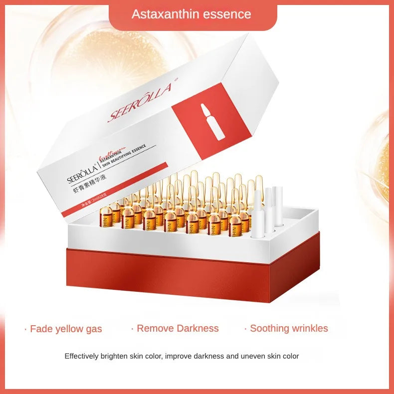 Astaxanthin Anti-Aging Facial Ampoules 28pcs – Dark Spot Removal, Pore Minimizing, Moisturizing & Fine Line Fade Serum Set