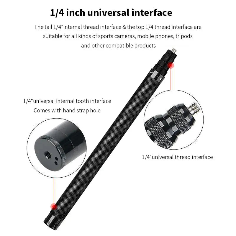 Carbon Fiber Invisible Selfie Stick 1.2m/3m – Bullet Time Rotating Tripod Handle for GoPro & Insta360 X4/X3/X2