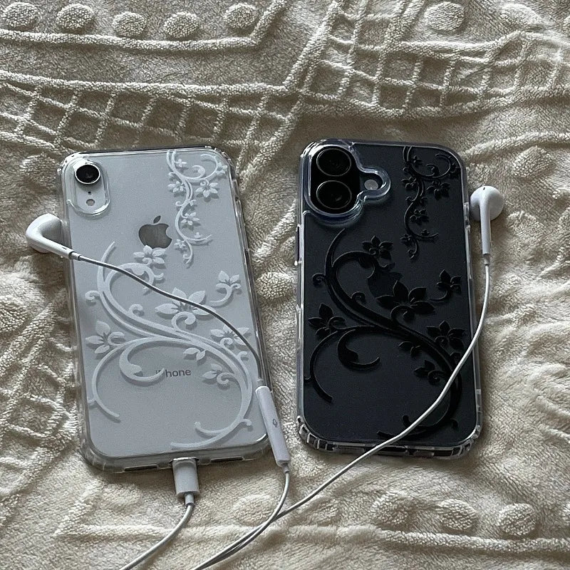 Art Flower Phone Case - Shockproof Transparent Cover for iPhone 17, 16, 15, 14 & More
