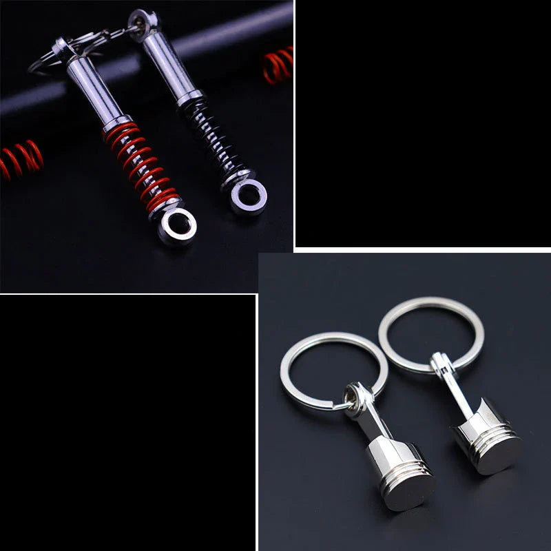 Creative Metal Car Keychain — Zinc Alloy Turbo, Gearbox & Brake Disc Pendant for Men’s Birthday or Dad Gift