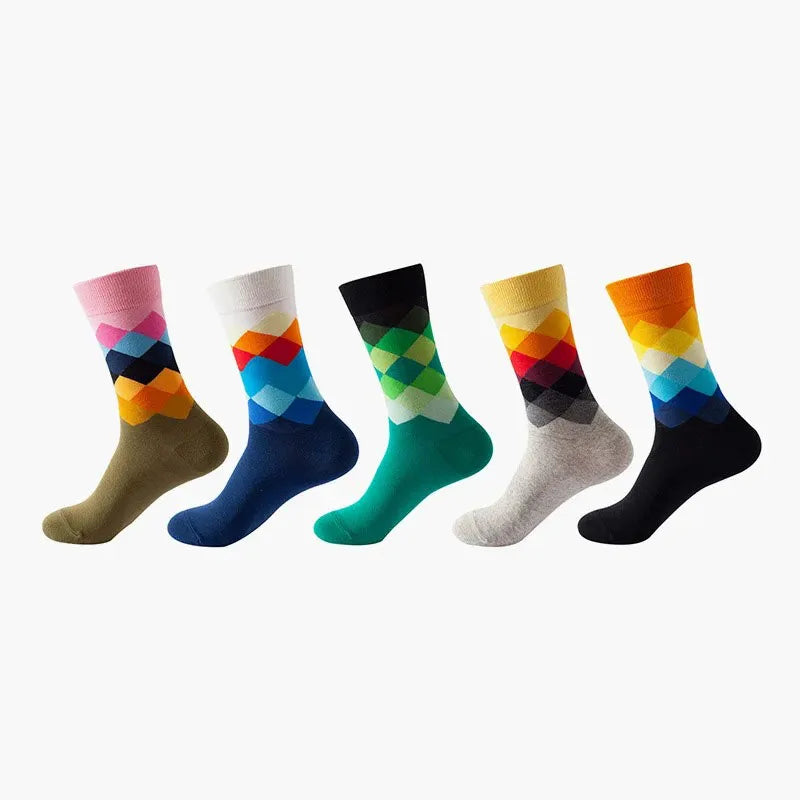 5-Pair Funny Printed Sports Socks - Harajuku Hip Hop Casual Fashion Socks for Men & Women