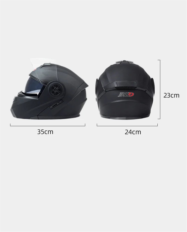 BLD Personalized Full Face Motorcycle Helmet – Dual Lens Modular Flip-Up Casco Moto for Men & Women