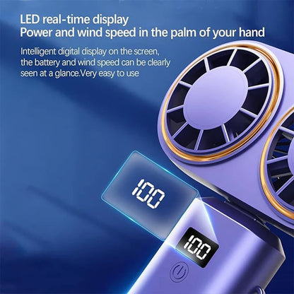 Handheld Personal Fan – Compact Rechargeable Dual Cooling Fan with Digital Display, Portable Cooler