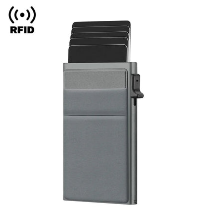 RFID Credit Card Holder for Men – Slim Minimalist Metal Wallet, Luxury ID Bank Card Case, Compact Carteras