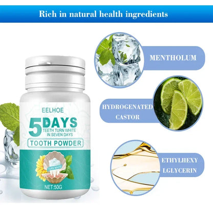 5 Day Teeth Whitening Powder – Removes Plaque & Stains, Deep Cleaning, Fresh Breath & Oral Hygiene Care