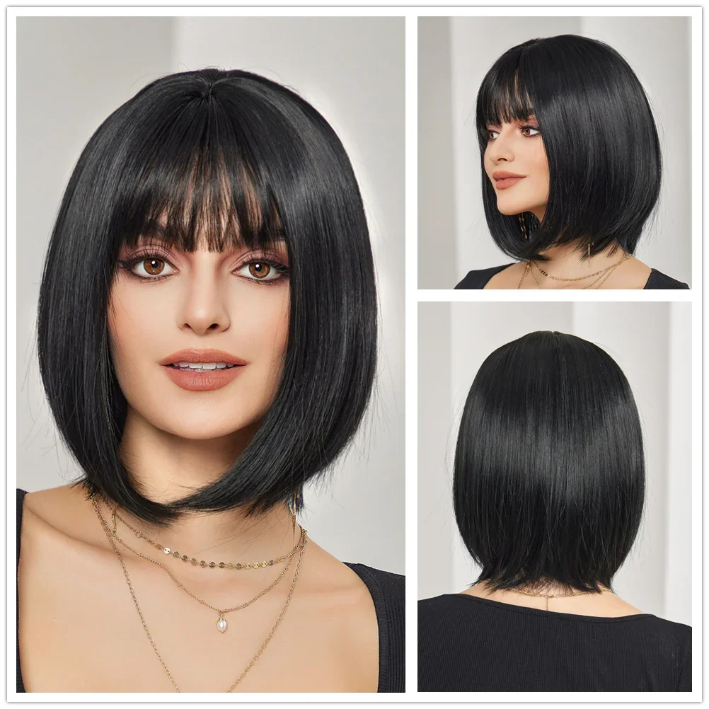 CharmSource Pink BOBO Short Synthetic Wig – Natural Wavy Heat Resistant Hair Wig for Women, Party & Daily Wear