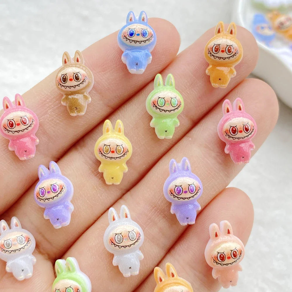 50pcs Colorful Resin Mini Cartoon Rabbit Figurines – Flatback Nail Art Rhinestones for DIY Crafts & Scrapbook Decor