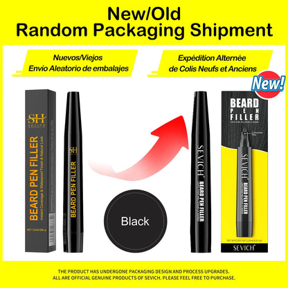 Waterproof Beard Filler Pen - Black Moustache & Beard Coloring Enhancer for Fuller-Looking Facial Hair