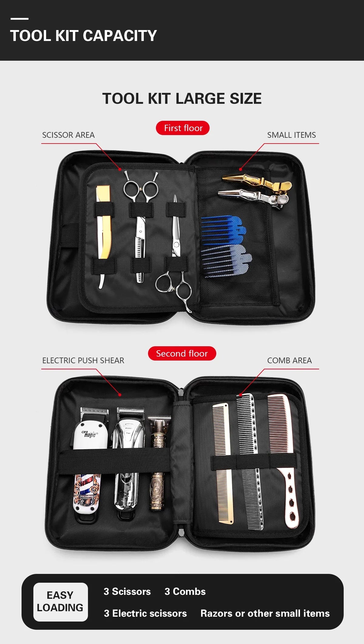 Portable Hair Scissors Case – Waterproof, Shockproof Barber & Beauty Tool Box for Trimmers, Styling & Makeup