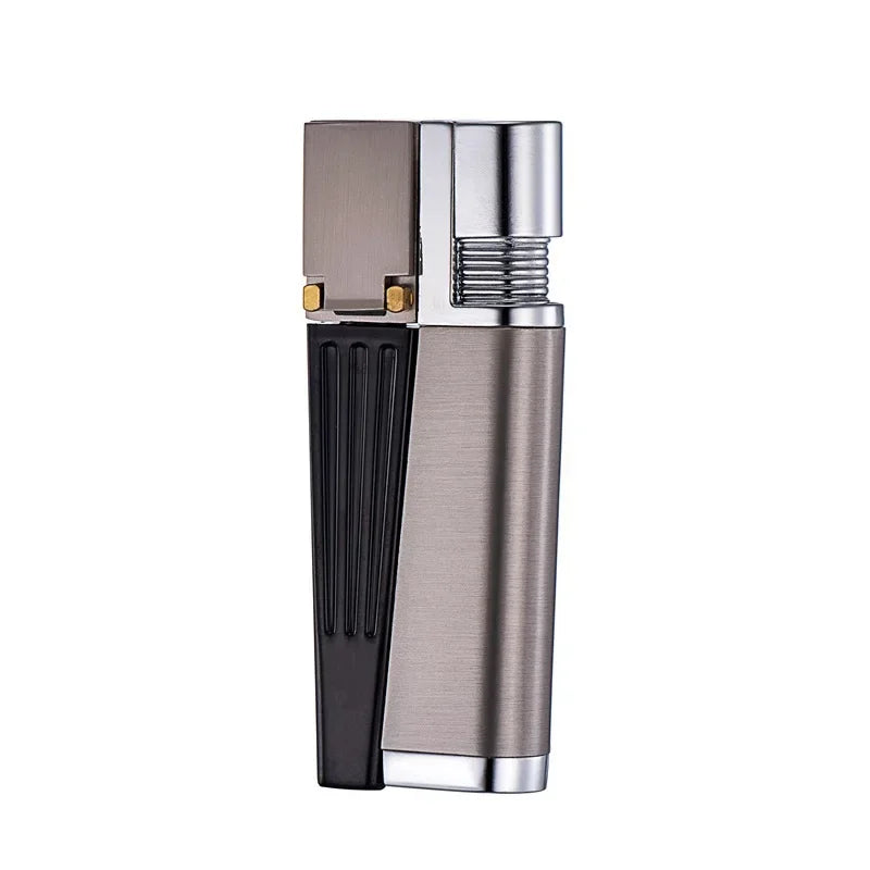 Hot Oblique Free Fire Torch Lighter – Metal Keychain Cigar & Cigarette Lighter with Grinding Wheel, Creative Gadget for Men