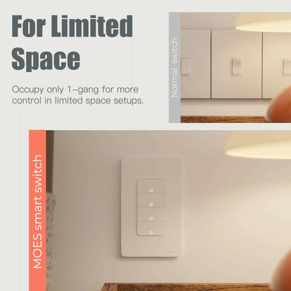 MOES Tuya Wi-Fi Smart Light Switch – US Single Pole Push Button Wall Switch, Alexa & Google Home Compatible, Neutral Wire Required