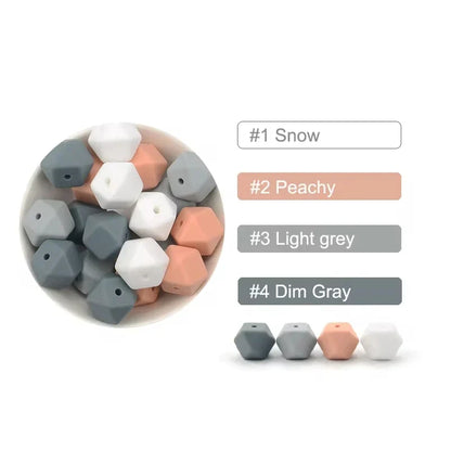 LOFCA 10PCS Hexagon Silicone Beads (14mm/17mm) – DIY Jewelry Making & Pacifier Chain Accessories Bulk Set