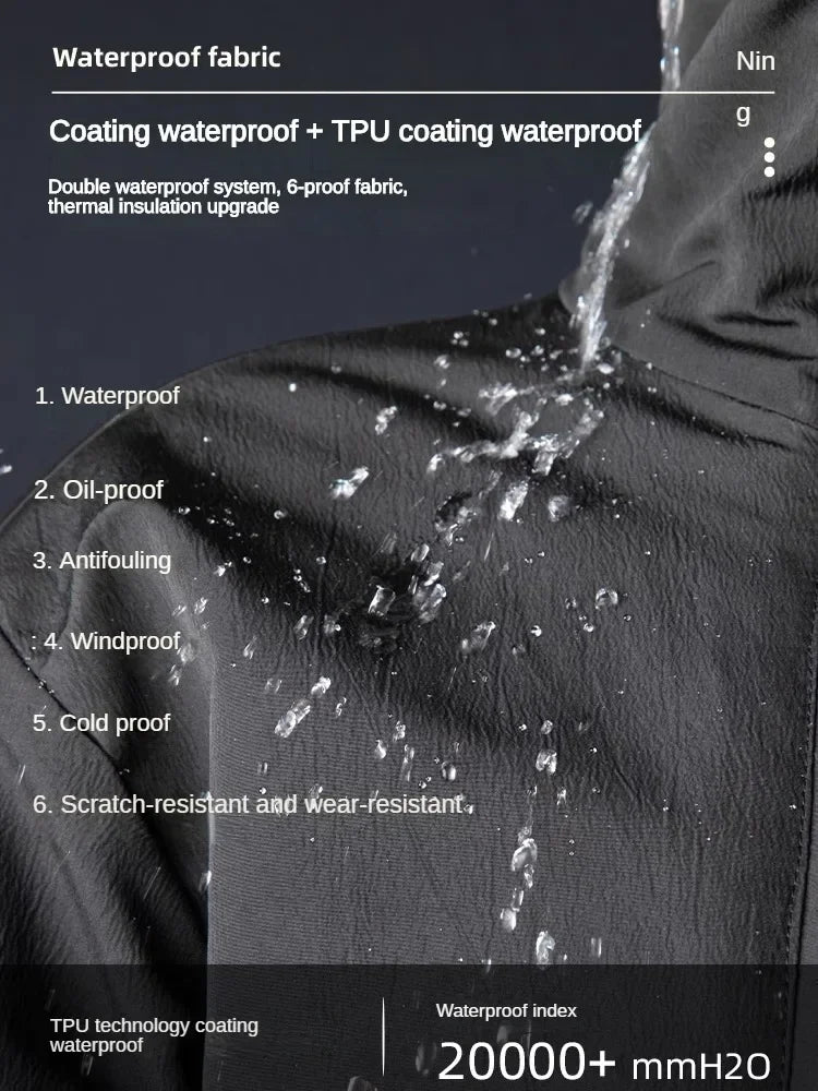 Winter Waterproof Windproof Motorcycle & Ski All-in-One Suit — Thick Plush Cold-Proof Riding Jacket