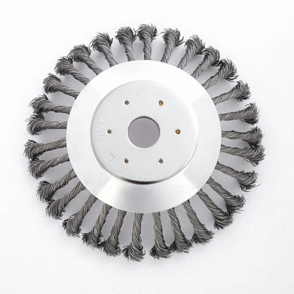 10-Inch Twist Knot Steel Wire Wheel Brush – Weed Cutter Head for Grass Trimmer, Lawn Mower Derusting & Weeding Disc