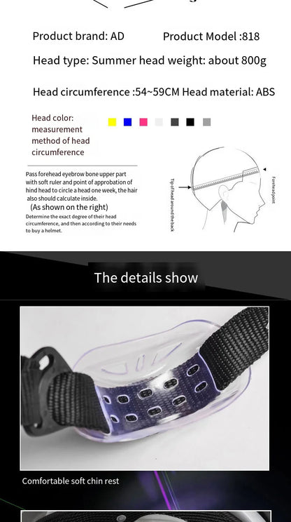 Motorcycle Helmet with LED Lights – Double Visor Moped Helmet for Men & Women, Electric Scooter & Bicycle Light, Rechargeable