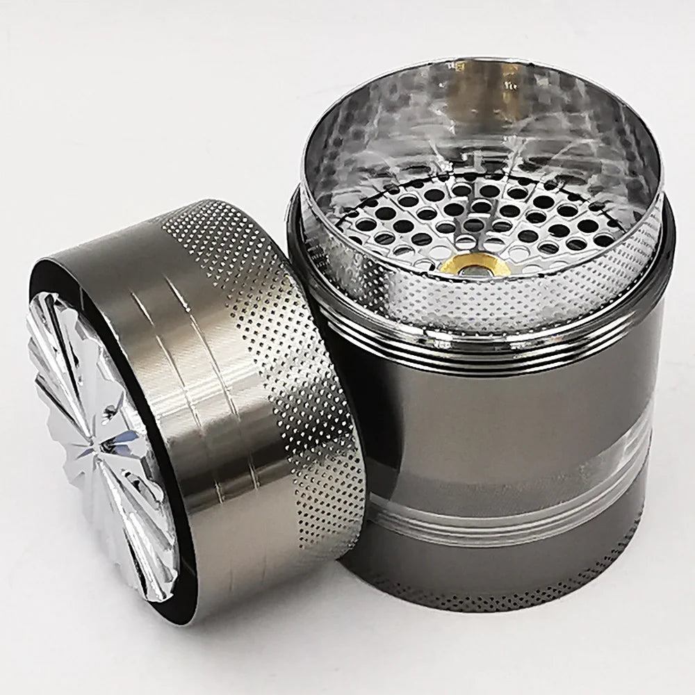55MM Toothless Metal Herb Grinder — Manual Spice Crusher with Large Capacity & Transparent Screen Catcher