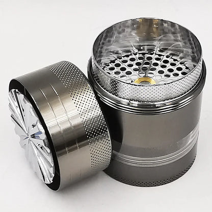 55MM Toothless Metal Herb Grinder — Manual Spice Crusher with Large Capacity & Transparent Screen Catcher