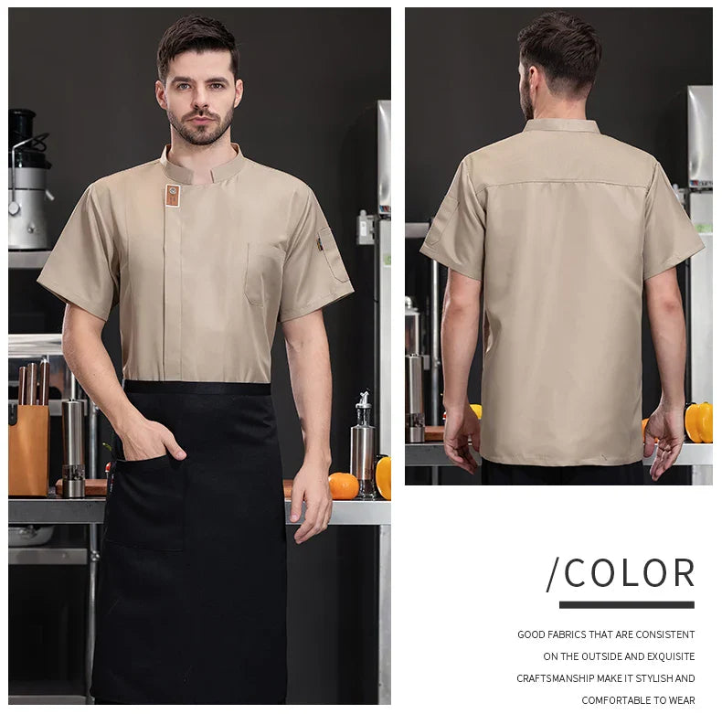 Unisex Chef Jacket – Summer Kitchen Shirt for Hotel, Restaurant, Bakery, Catering, and Cooking Uniforms