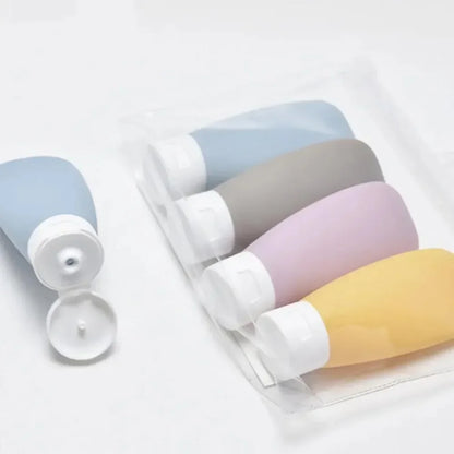 3/4 Pcs 60ml Travel Refillable Silicone Bottles - Empty Lotion, Shampoo & Cosmetic Squeeze Containers for Makeup
