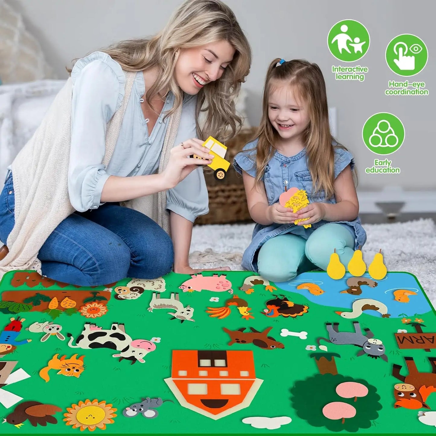 Farm Animals Felt Story Board Set – Interactive Early Learning Wall Puzzle Toys for Toddlers