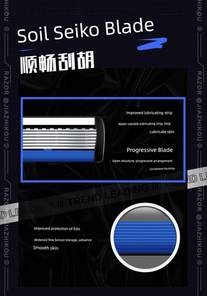 German Imported 7-Layer Manual Razor – Authentic Jiazhikou Shaver for Men, Trendy National Style