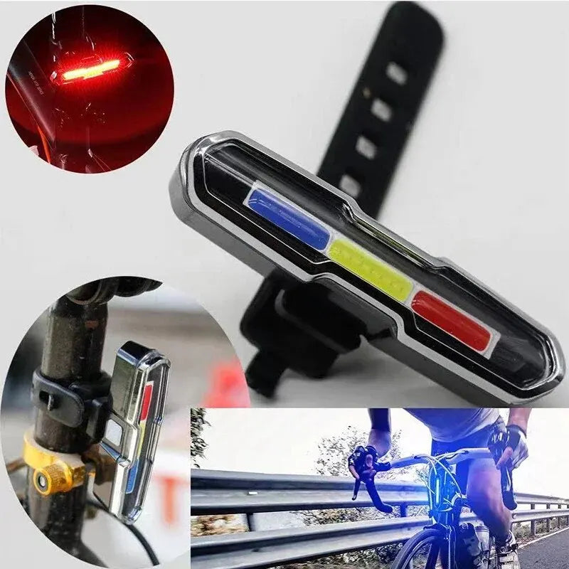 Waterproof LED Bicycle Rear Light – USB Rechargeable Tail Light for Cycling Safety, Available in Red, Blue, and White
