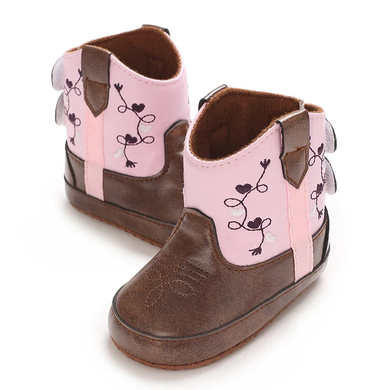 Western Denim Baby Winter Boots - Warm Casual First Walker Shoes for Boys & Girls 0-18 Months