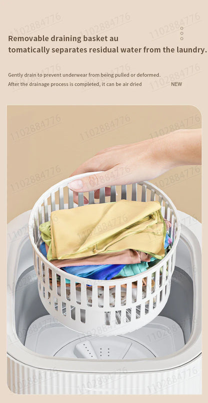 10L High-End Foldable Portable Washing Machine – Large Capacity with Blue Light, Timed Washing & Dehydration