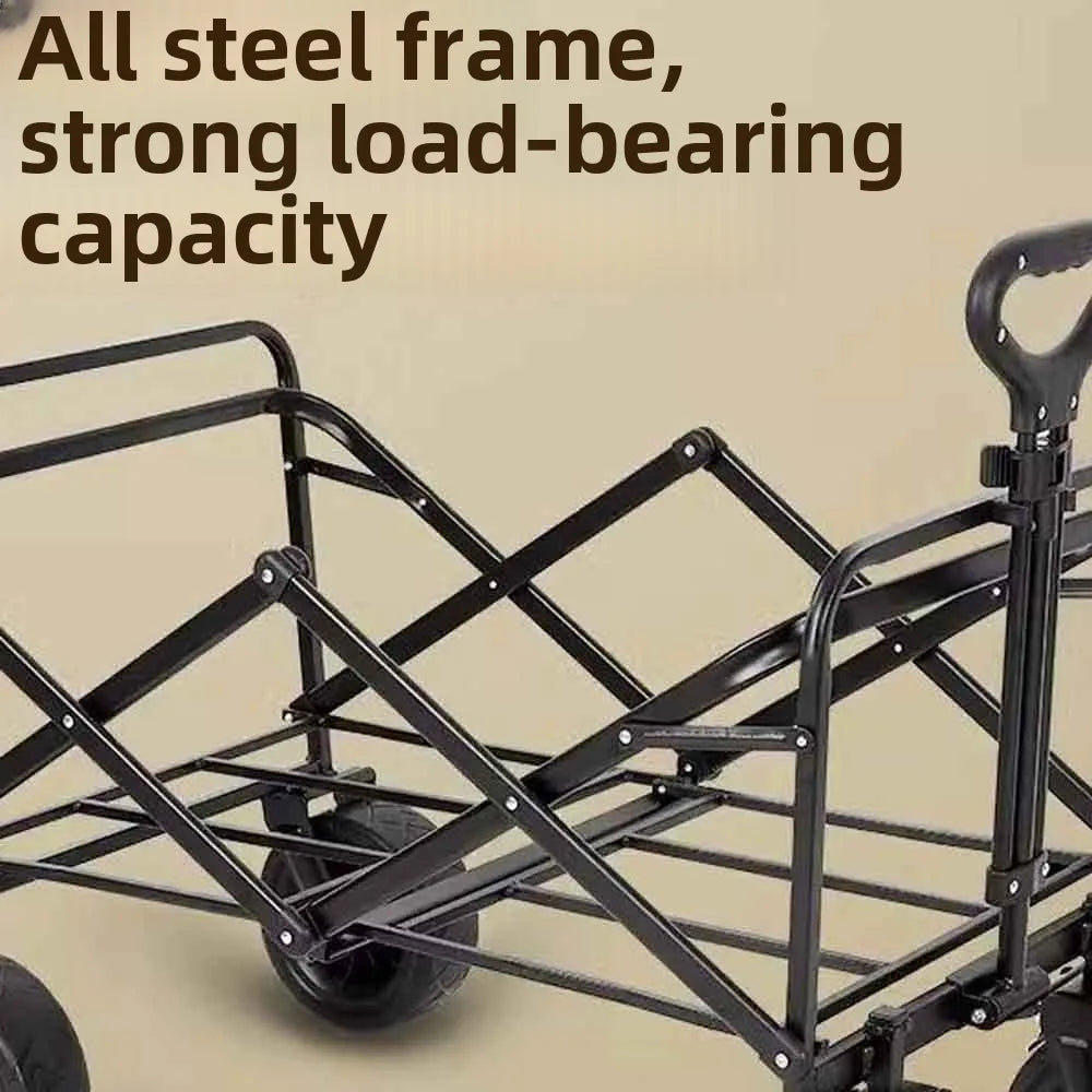 Heavy Duty Large Capacity Folding Wagon – Collapsible Shopping, Beach & Garden Trolley, Portable Outdoor Camping Cart