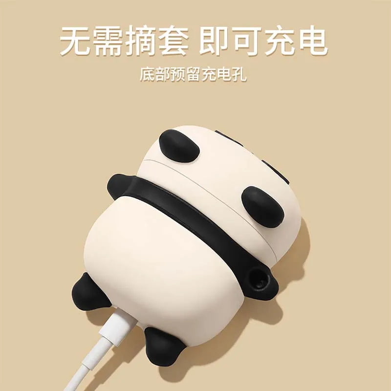 Cute Lying Panda Silicone Case for AirPods 4 (2024) & AirPods Pro 1/2/3 — Protective Earbuds Charging Cover