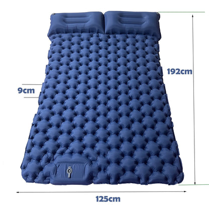 Double Camping Air Mattress with Pillow - Waterproof, Inflatable Sleeping Pad for Nature Hikes