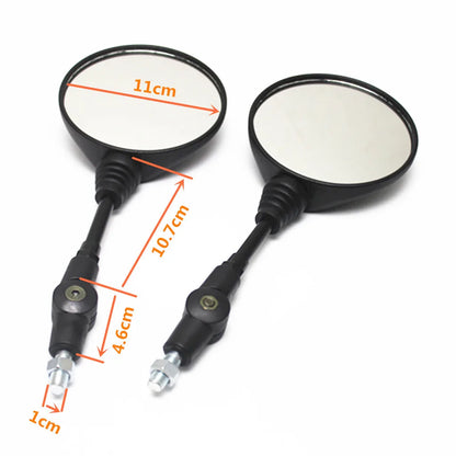 10mm Black Aluminum Motorcycle Side Mirror — Universal 360° Adjustable, Foldable, Anti-Fall Rearview Mirror