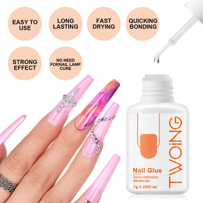 5pcs/2pcs Super Strong Nail Glue – 7g for False Nails, Acrylic, Press-On & Nail Art Decoration, Lasting Adhesion