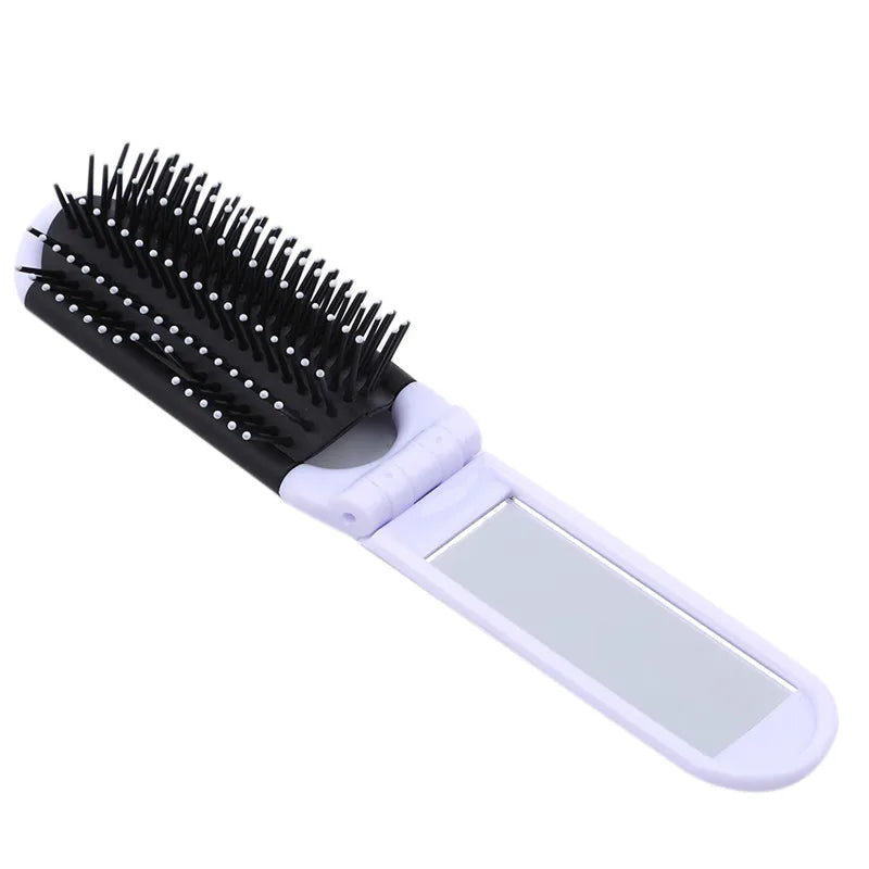 Portable Folding Comb with Makeup Mirror – Compact, Foldable Massaging Comb for Girls & Travel Bags
