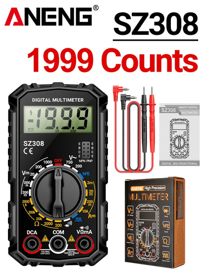 ANENG SZ308 1999-Count Multimeter — HFE Triode Tester, Square Wave Voltmeter & 10A Current Meter