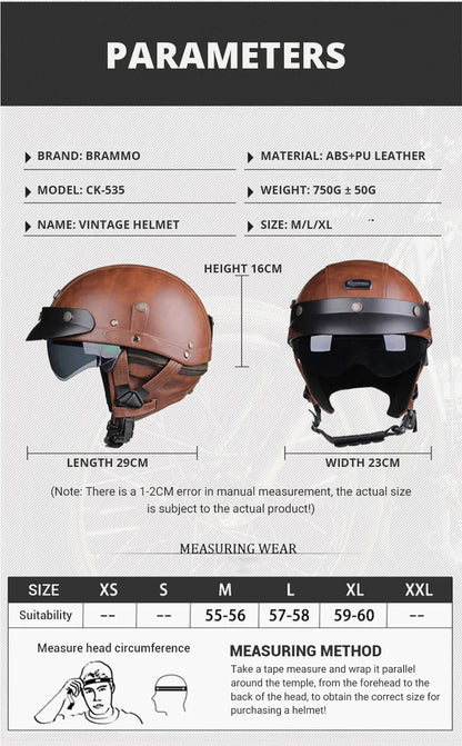 Retro Motorcycle Helmet – DOT Certified German Vintage Half Helmet for Scooter & Motorbike