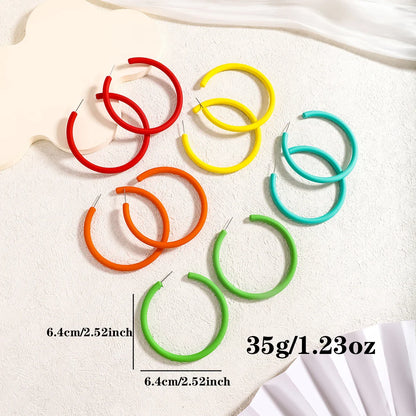 5-Pair Y2K Acrylic Hoop Earrings Set – Lightweight Dopamine Color Jewelry for Women Gift