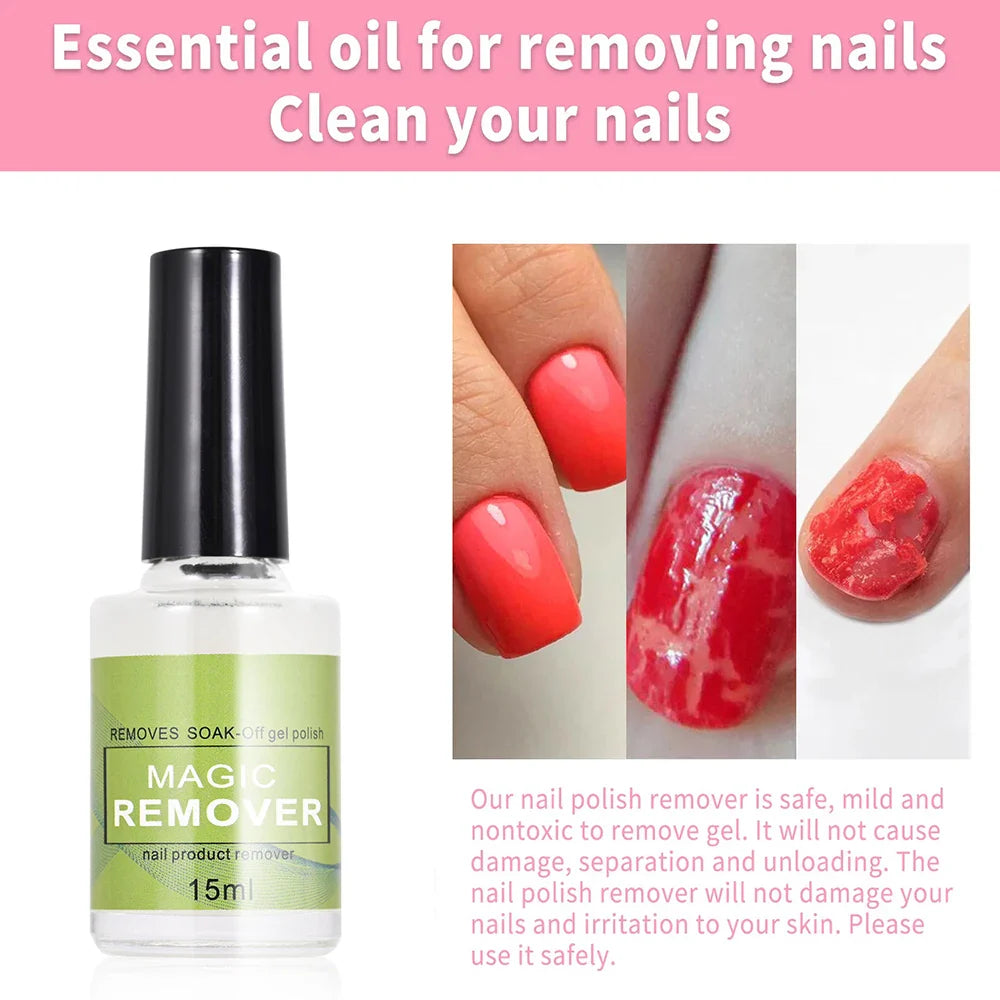 15ML Fast Nail Gel Remover — Magic Effect Professional Soak-Off UV Cleaner for Semi-Permanent Polish & Manicure Varnish