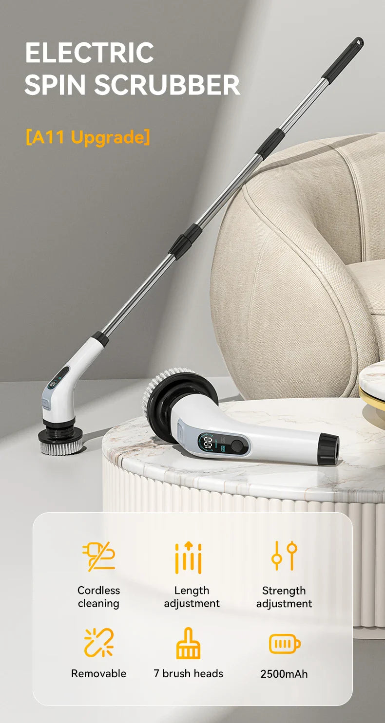 Cordless Electric Cleaning Brush – Multifunctional Handheld Spin Scrubber with 7 Attachments for Bathroom & Kitchen
