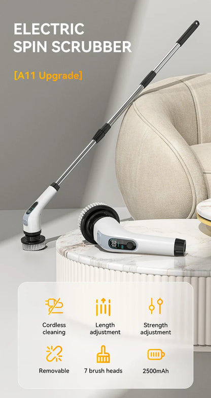 Cordless Electric Cleaning Brush – Multifunctional Handheld Spin Scrubber with 7 Attachments for Bathroom & Kitchen
