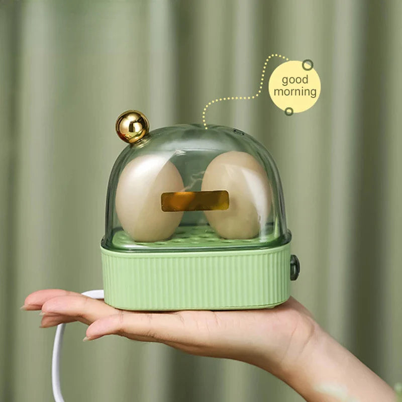120W 220V Electric Egg Boiler & Poacher - Automatic Mini Breakfast Machine for 2 Eggs, Portable Food Steamer